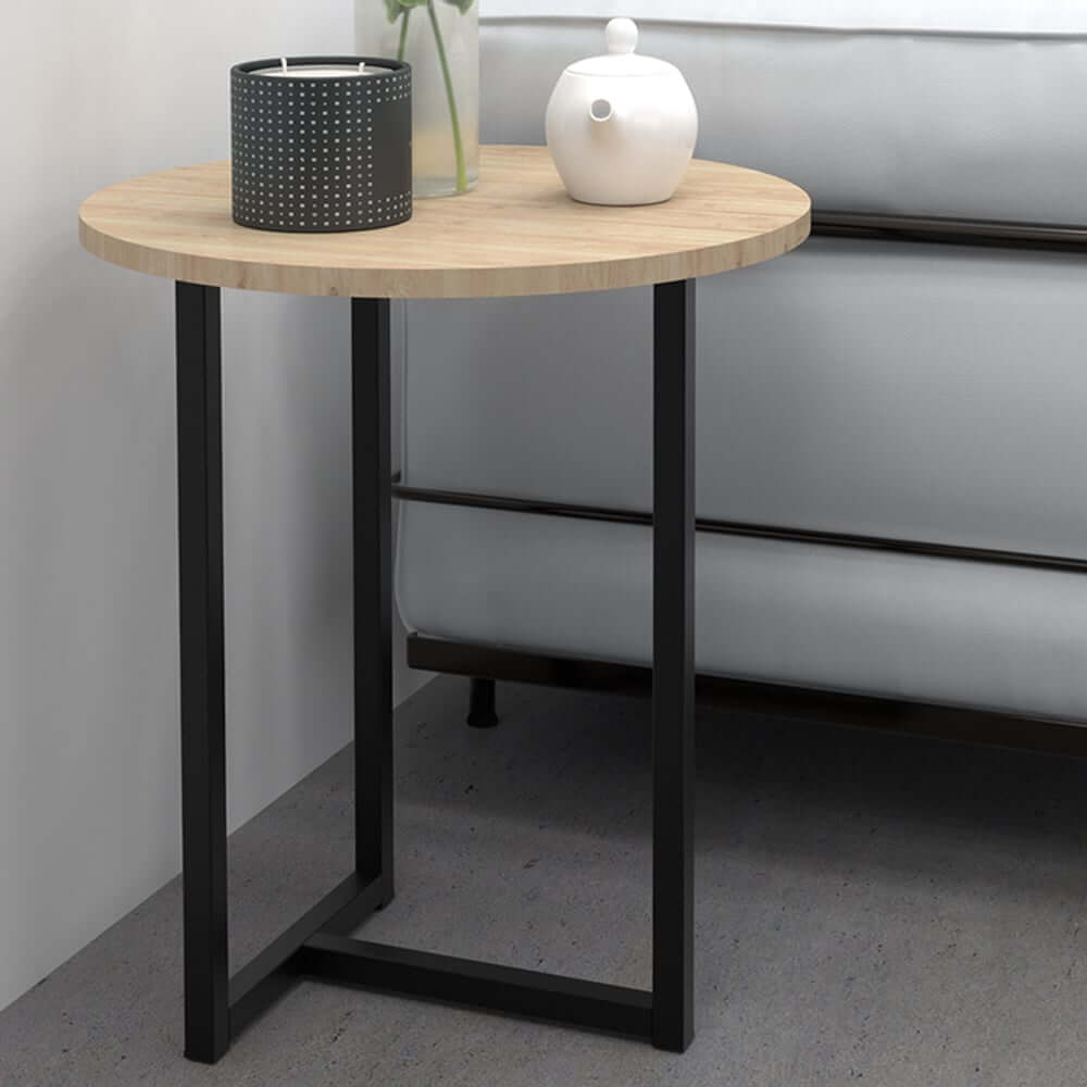 โต๊ะข้างไม้ยางพารา สไตล์ลอฟท์ Monster Steel รุ่น TWN006 ขนาด 46*46*52 cm.